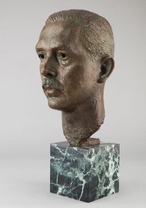 Arno Breker (1900-1991), "Portrait d’Hans Gerling", bronze à patine marron clair vert nuancé, fonte Bischoff, Haut. totale 51 cm, sculptures - galerie Tourbillon, Paris
