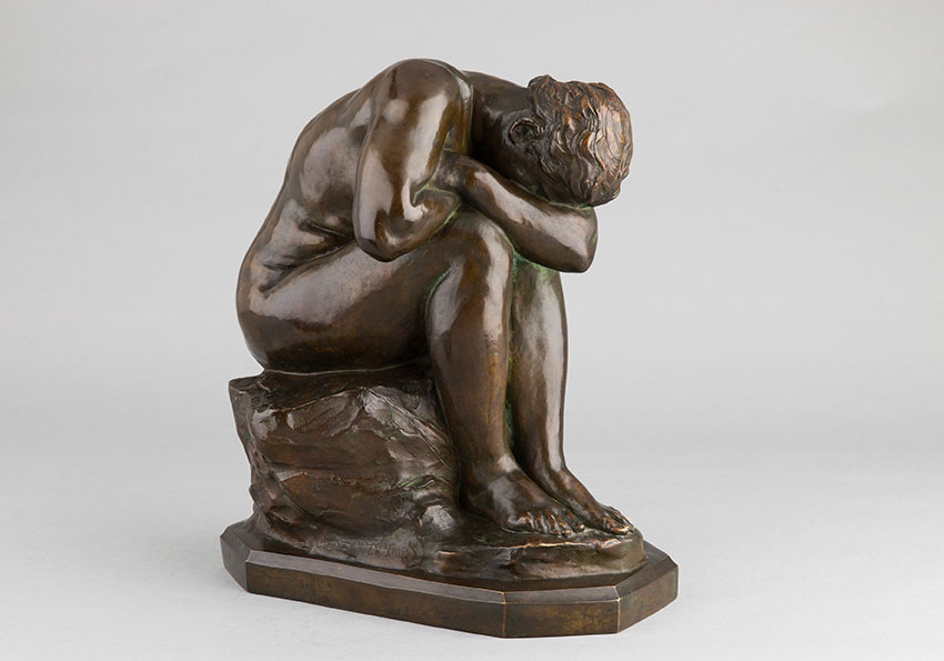 Jules Dalou (1838-1902), "Le Miroir brisé" ou "La Vérité méconnue", bronze à patine marron très nuancé, fonte Susse, sculptures - galerie Tourbillon, Paris