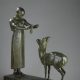 Henri Bouchard (1875-1960), "Femme et Gazelle" ou "Fontaine de Bagatelle", bronze à patine vert nuancé, fonte Bisceglia, haut. 63 cm, sculptures - galerie Tourbillon, Paris