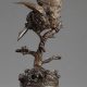 Ferdinand Pautrot (1832-1874), Oiseau sur une branche, bronze à patine mordoré nuancé, Tahan, haut. 18 cm. sculptures - galerie Tourbillon, Paris