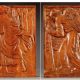 Edouard Chassaing (1895-1974) pour Primavera, Suite de Quatre Panneaux, noyer sculpté, mois du calendrier républicain "Vendemiaire","Brumaire", "Frimaire" et "Fructidor", haut. 59,5 cm, sculptures - galerie Tourbillon, Paris