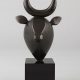 Baltasar Lobo (1910-1993), "Tête de Taureau", bronze à patine brun foncé, socle en marbre noir fin de Belgique, fonte Thinot, n°5/8, E.A. Paris, haut. totale 17 cm, sculptures - galerie Tourbillon, Paris