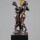Antoine-Louis Barye (1796-1875), "Les Grâces", sculpture en bronze à patine marron foncé nuancé, fonte de la fin de l'atelier Barye, socle en marbre noir fin de Belgique, haut. totale 31 cm, sculptures - galerie Tourbillon, Paris