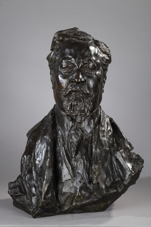 Léon-Ernest Drivier (1878-1951), "Portrait d'Albert Dubarry", bronze à patine brun vert foncé nuancé, fonte Montagutelli, Haut. 58 cm, sculptures - galerie Tourbillon, Paris