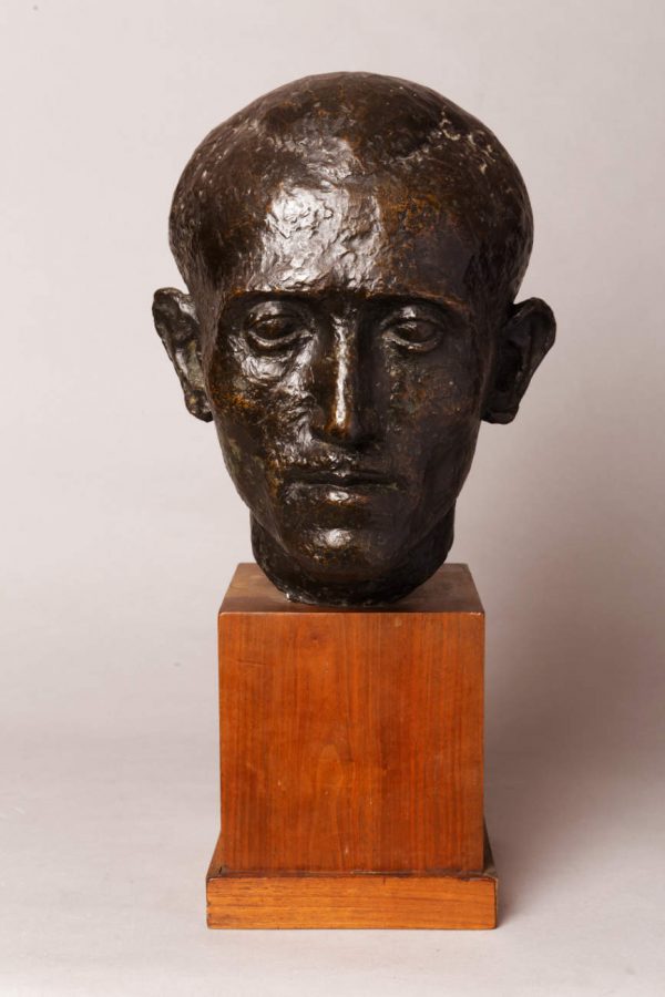 Marcel Gimond (1894-1961), Portrait d'homme, bronze à patine brun foncé nuancé, socle en bois, fonte Meroni-Radice, haut. totale 47 cm, sculptures - galerie Tourbillon, Paris