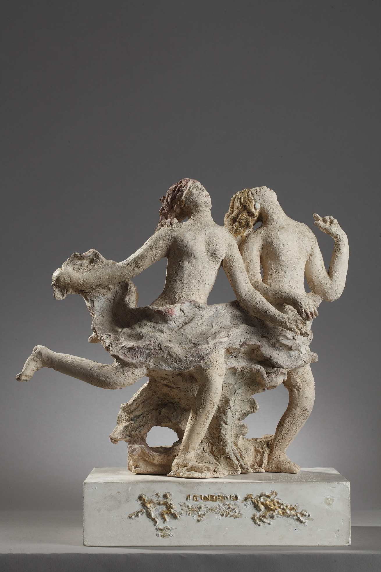 Alfred Janniot (1889-1969), "Printemps", terre cuite polychrome, haut. totale 36 cm. sculptures - galerie Tourbillon, Paris