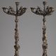 Christophe Fratin (1801-1864), Paire de candélabres aux singes, bronze à patine brun nuancé, fonte ancienne, haut. 45 cm, sculptures - galerie Tourbillon, Paris