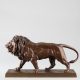 Antoine-Louis Barye (1796-1875), "Lion qui marche", bronze à patine marron clair, fonte Barbedienne, Cachet Or, long. terrasse 39,2 cm, sculptures - galerie Tourbillon, Paris