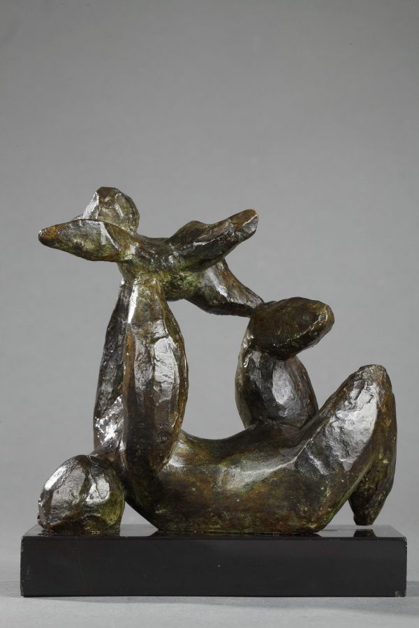 Baltasar Lobo (1910-1993), "Maternité", bronze à patine vert marron nuancé, fonte Susse, haut. totale 14,5 cm, sculptures - galerie Tourbillon, Paris