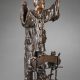 Ernest Wante (1872-1960), "La Leçon de Chant", bronze à patine marron foncé, socle en marbre rouge, haut. totale 48 cm, sculptures - galerie Tourbillon, Paris