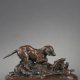 Antoine-Louis Barye (1796-1875), "Braque en arrêt sur un faisan", bronze à patine brun rouge, fonte Atelier Barye, long. 21,2 cm, sculptures - galerie Tourbillon, Paris