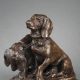 Emmanuel Fremiet (1824-1910), "Ravageot et Ravageode" avec maillons, bronze à patine marron nuancé, fonte More, haut. 14,5 cm, sculptures - galerie Tourbillon, Paris