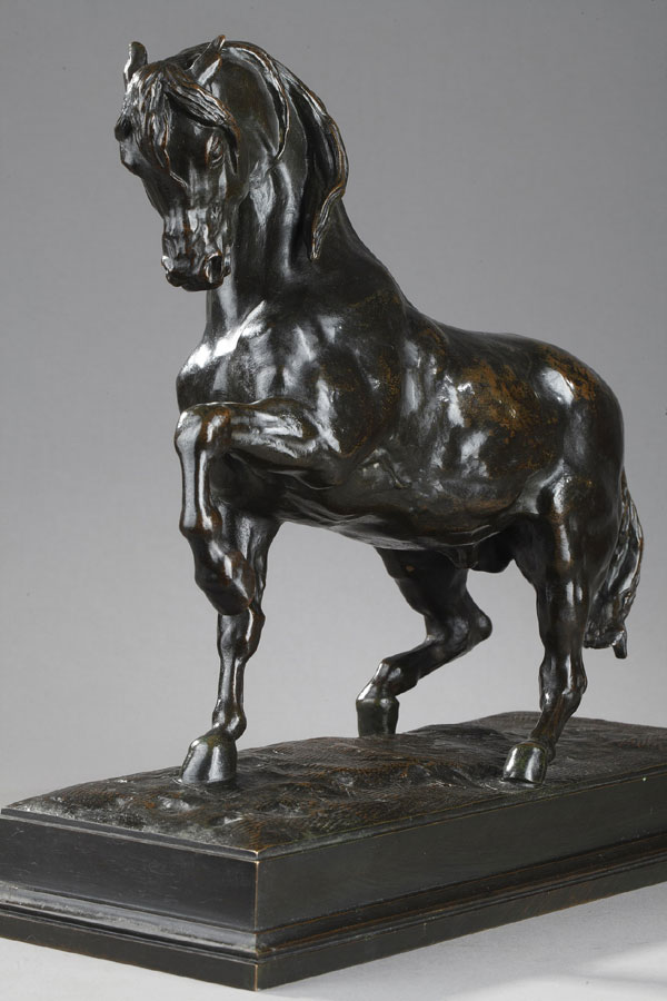 Antoine-Louis Barye (1796-1875), "Cheval turc", bronze à patine brun nuancé, fonte Barbedienne, haut. 28 cm, sculptures - Galerie Tourbillon, Paris