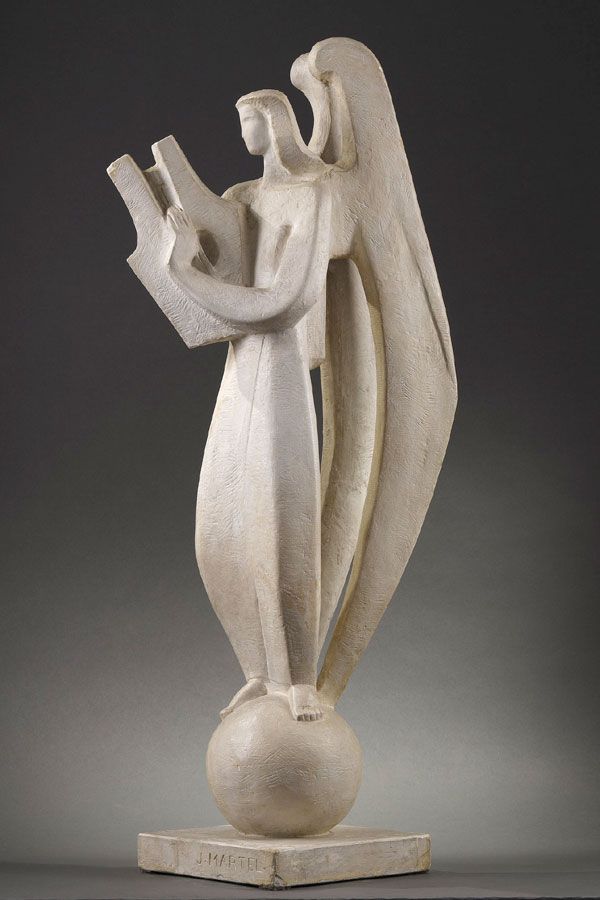 Jan et Joël Martel (1896-1966), "Ange à la lyre", plâtre, haut. 90 cm, sculptures - galerie Tourbillon, Paris