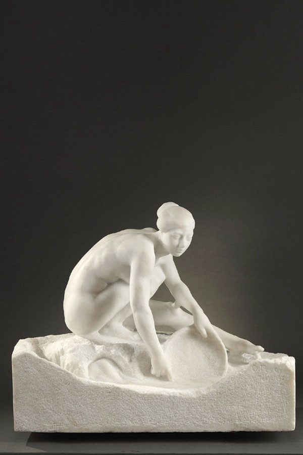 Ottilio Pesci (1879-1954), "Fontaine de Vie", marbre blanc de Carrare, long. 54 cm, sculptures - galerie Tourbillon, Paris