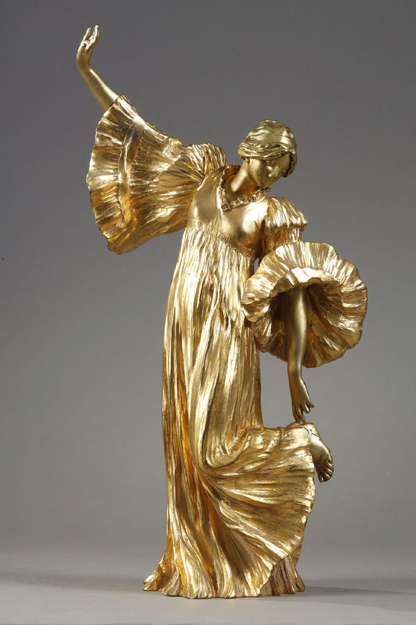 Agathon Léonard (1841-1923), "Danseuse au Cothurne", bronze à patine dorée, fonte Susse, haut. 27,2 cm, sculptures - galerie Tourbillon, Paris