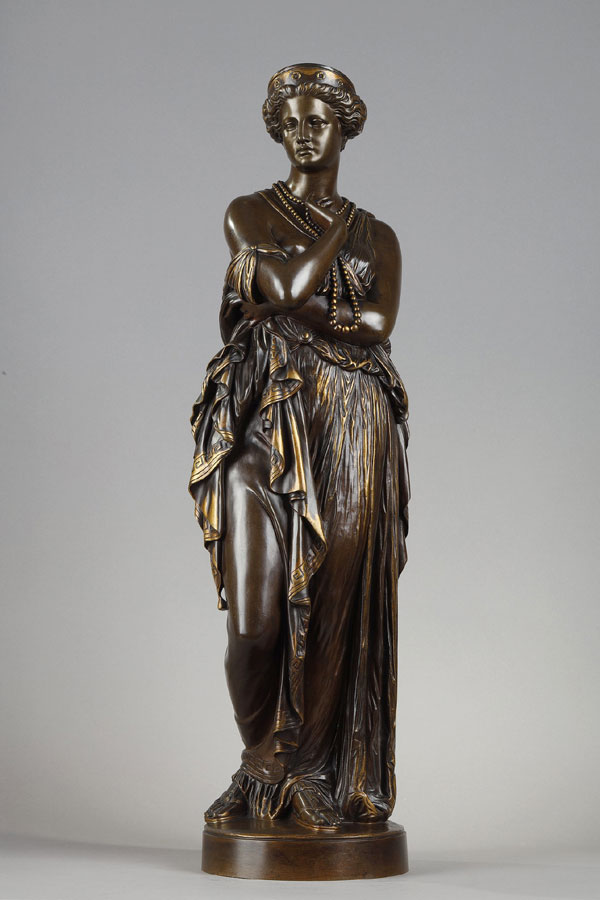 Auguste Clésinger (1814-1883), "Hélène", bronze à double patines, fonte Barbedienne, haut. 69 cm, sculptures - galerie Tourbillon, Paris