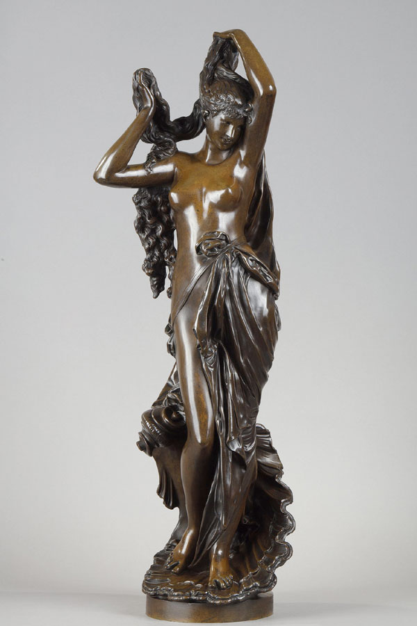 Albert-Ernest Carrier-Belleuse (1824-1887), "La Naissance de Vénus", bronze à patine brun foncé nuancé, fonte Denière, haut. 71 cm, sculptures - galerie Tourbillon, Paris