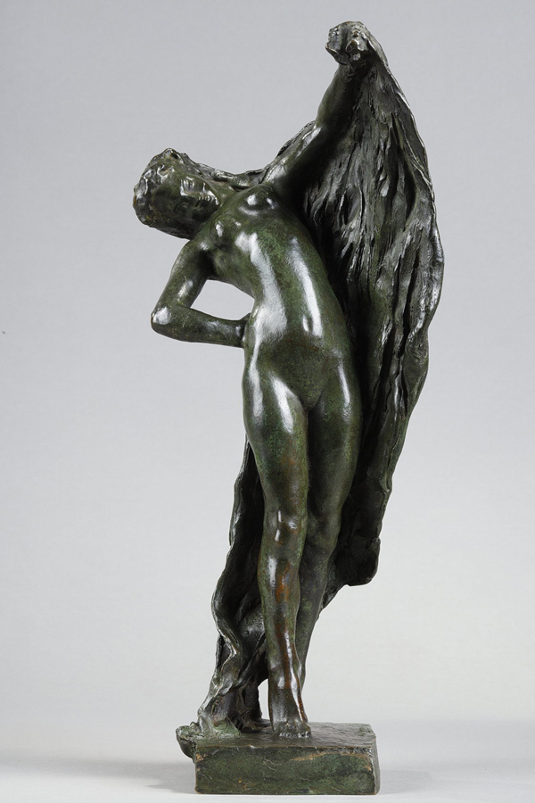 Joseph Bernard (1866-1931), "Danseuse voilée", bronze à patine vert nuancé, fonte Hébrard, haut. 34,5 cm, sculptures - galerie Tourbillon, Paris