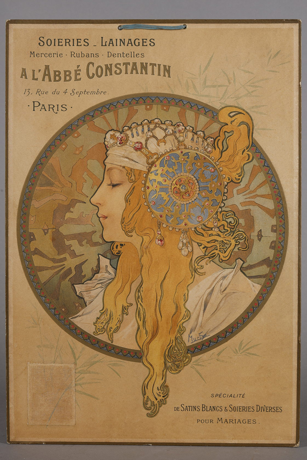Alphonse Mucha (1860-1939), "Blonde" de la série "Têtes Byzantines", lithographie originale, 44,8 x 30,8 cm, galerie Tourbillon, Paris