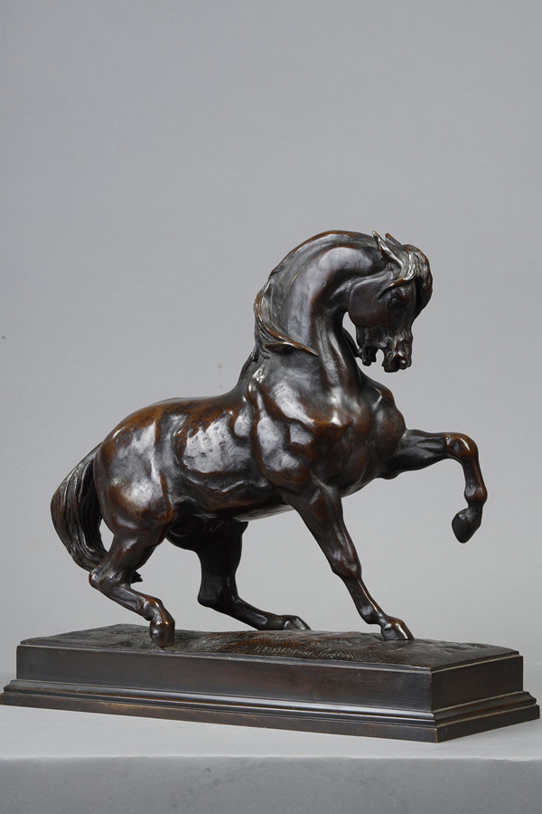 Antoine-Louis Barye (1796-1875), "Cheval turc", bronze à patine brun très nuancé, fonte Barbedienne, haut. 29 cm, sculptures - Galerie Tourbillon, Paris