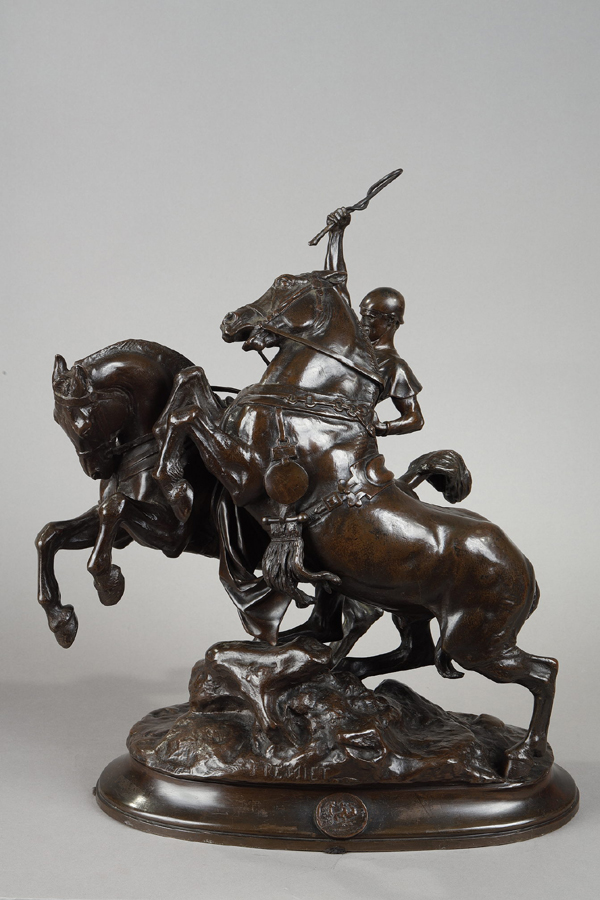 Emmanuel Fremiet (1824-1910), "Cocher Romain", bronze à patine brun nuancé, fonte More, haut. 41,5 cm, sculptures - galerie Tourbillon, Paris