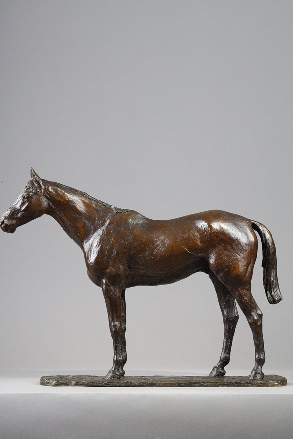 René Paris (1881-1970), "Symbole", cheval en bronze à patine brun clair nuancé, fonte Valsuani, haut. 34,2 cm, sculptures - galerie Tourbillon, Paris