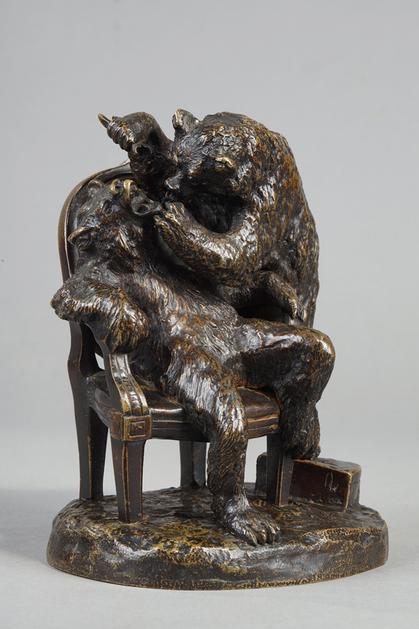 Christophe Fratin (1801-1864), "Ours dentiste", bronze à patine brun nuancé, fonte ancienne, haut. 14,5 cm, sculptures - galerie Tourbillon, Paris