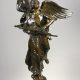 François Sicard (1862-1934), "Victoire ailée", bronze à patine brun-vert nuancé, fonte Fumière, socle en marbre vert, haut. totale 100 cm, sculptures - galerie Tourbillon, Paris