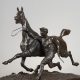 Arthur Marie Gabriel comte du Passage (1838-1909), Cheval à l’entraînement avec son lad, bronze à patine brun foncé nuancé, long. terrasse 45 cm, sculptures - galerie Tourbillon, Paris