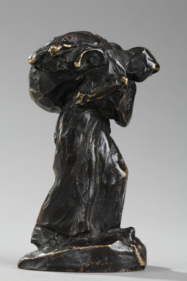 Jules Dalou (1838-1902), "Retour de l’Herbe", bronze à patine brun nuancé, fonte Susse, haut. 10 cm, sculptures - galerie Tourbillon, Paris
