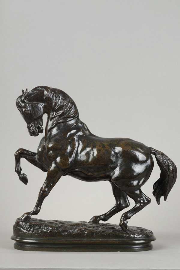 Antoine-Louis Barye (1796-1875), "Cheval Turc n°2", bronze à patine brun nuancé, fonte d'Atelier, haut. 28,2 cm, sculptures - galerie Tourbillon, Paris