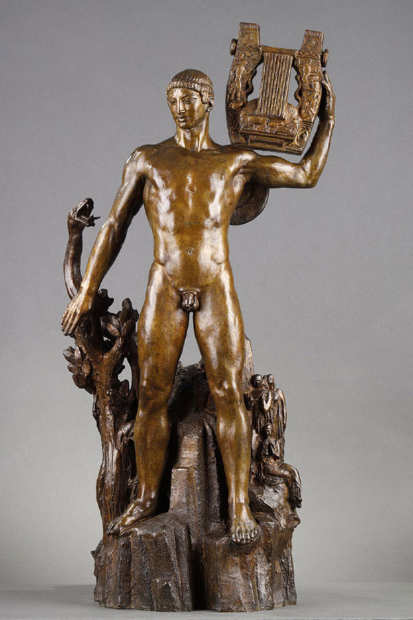 Henri Bouchard (1875-1960), "Apollon", bronze à patine mordorée, fonte Bisceglia, haut. 82 cm, sculptures - galerie Tourbillon, Paris