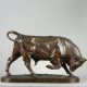 Isidore Bonheur (1827-1901), "Taureau, tête baissée", bronze à patine brun foncé, fonte Peyrol, long. 58 cm, sculptures - galerie Tourbillon, Paris