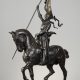 Emmanuel Fremiet (1824-1910), "Jeanne d'Arc équestre", bronze à patine brun-vert foncé, fonte Barbedienne, haut. 72 cm, sculptures - galerie Tourbillon, Paris