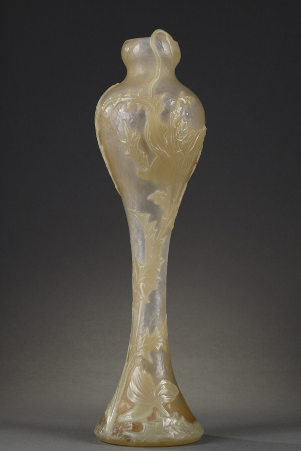 Verrerie d’Art de Lorraine, Burgun, Schverer & C°, Vase à décor de Pavots, Haut. 35,5 cm. sculptures, verreries - galerie Tourbillon, Paris