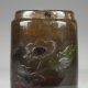 Emile Gallé (1846-1904), Petit pot aux Calthas des marais, marqueterie de verre, Haut. 8 cm. sculptures, verreries - galerie Tourbillon, Paris