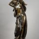 Albert-Ernest Carrier-Belleuse (1824-1887), "Caresse de l'Amour", bronze à patine brun foncé nuancé, fonte ancienne, socle marbre brèche, haut. totale 98 cm, sculptures - galerie Tourbillon, Paris