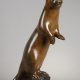 François Galoyer (né en 1944), Loutre, bronze à patine marron très nuancé, fonte Bodin (cachet à la feuille de chêne), haut. 39 cm, sculptures - galerie Tourbillon, Paris