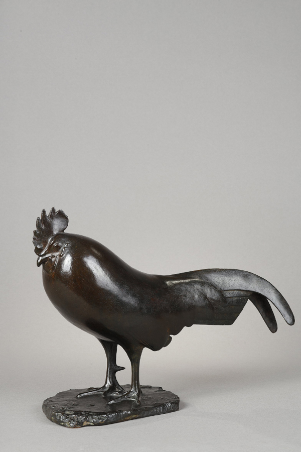 François Pompon (1855-1933), "Coq dormant", bronze à patine brun-noir, fonte d'époque, haut. 22,2 cm, sculptures - Galerie Tourbillon, Paris